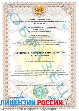 Образец сертификата соответствия аудитора №ST.RU.EXP.00014299-1 Кировский Сертификат ISO 14001